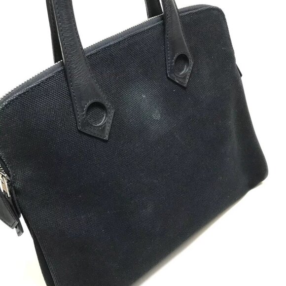 AUTHENTICITY GUARANTEED HERMES Sac Ibu PM Tote Bag Hand Bag Toile H Black - Picture 6 of 12